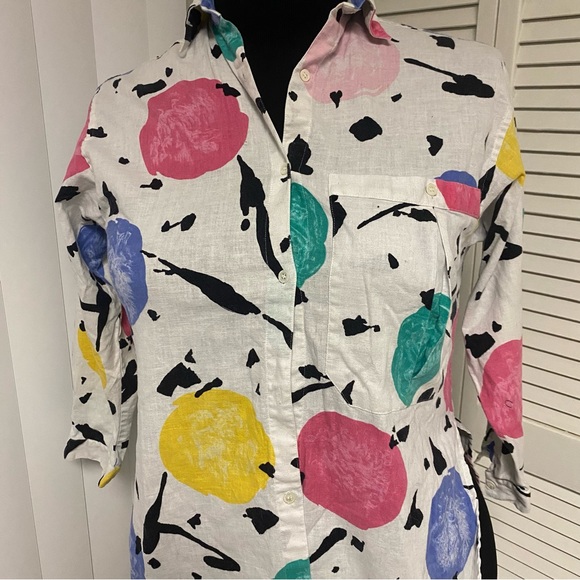ToTonKo Abstract Print Button Up Long Sleeve Size Petite - Picture 2 of 7